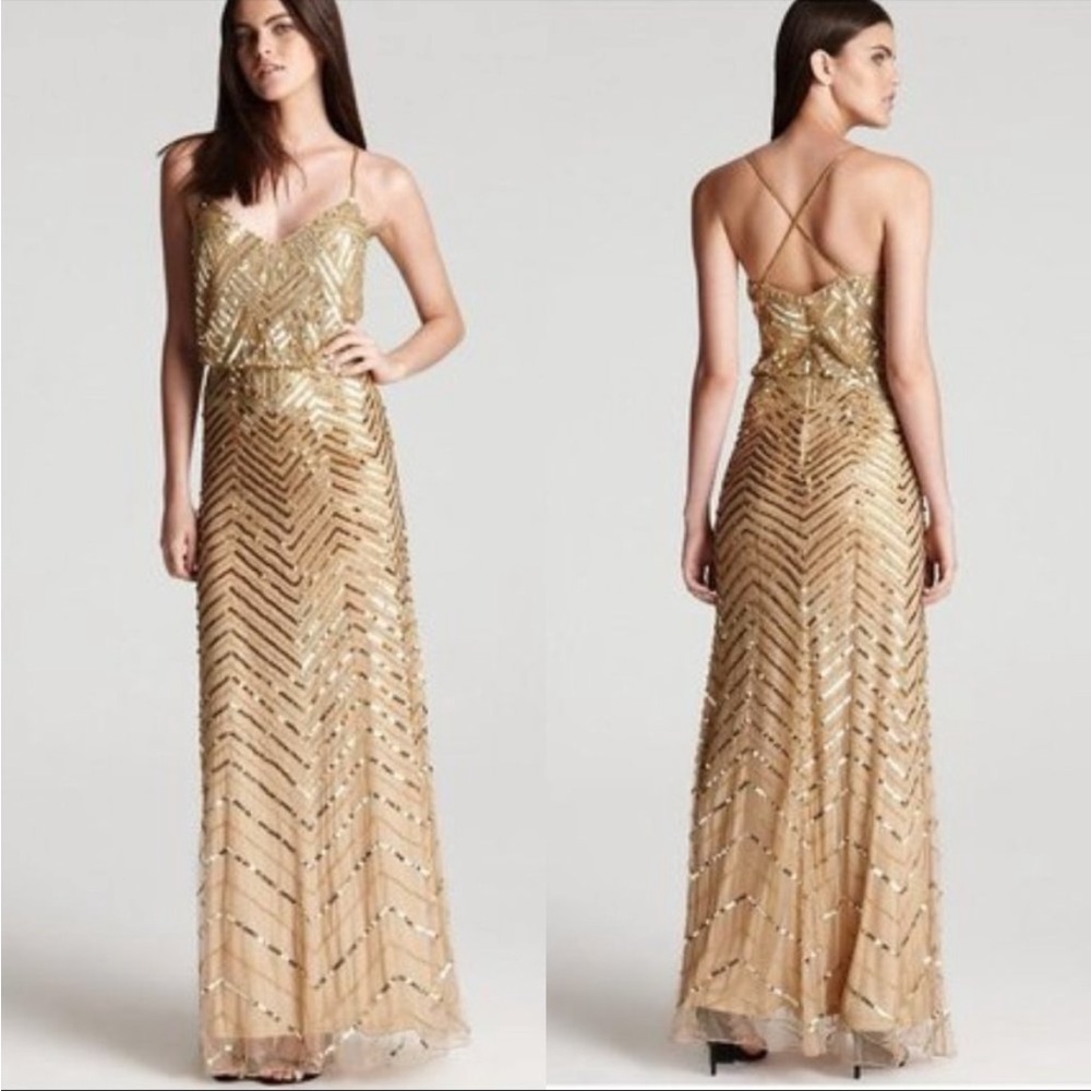 Adrianna Papell Gold Gown Size 0